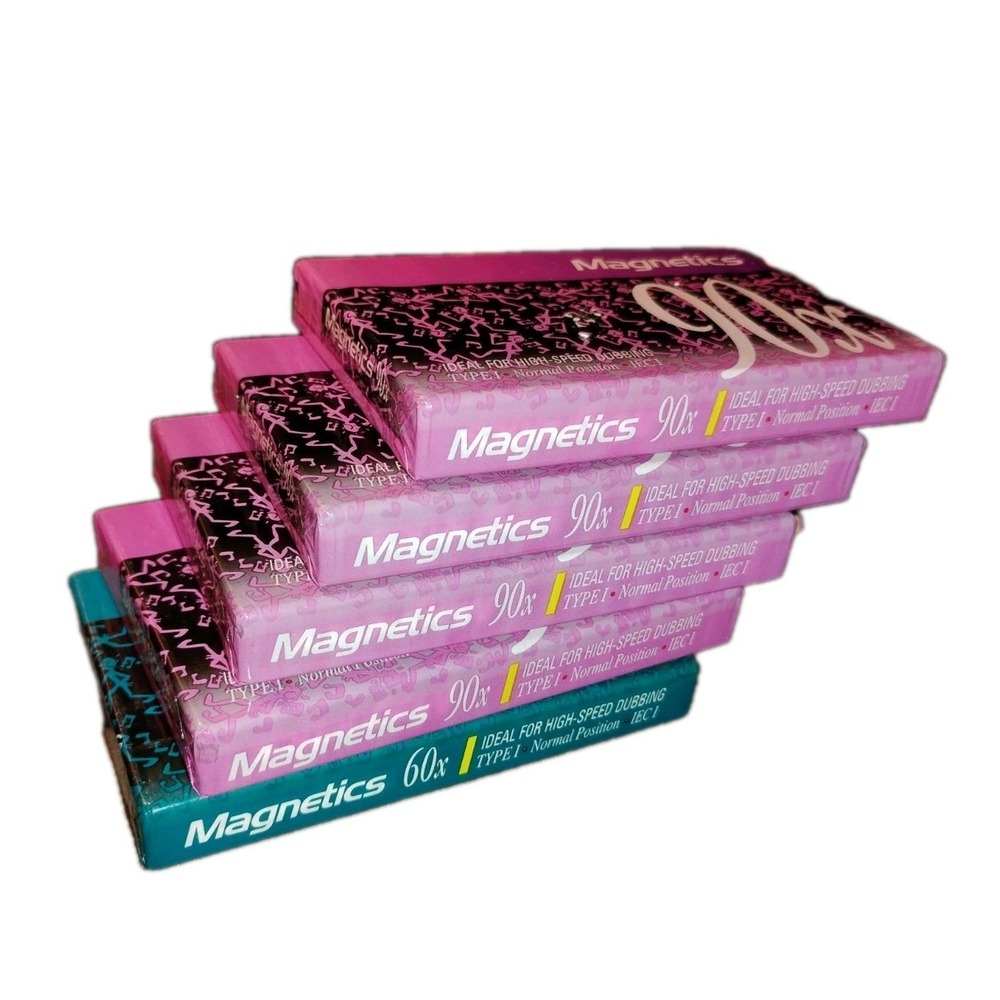 Lot-5 Magnetics 90x Cassette Tapes normal position for High Speed dubbing sealed